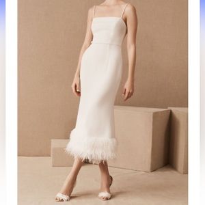 Elliat feather trim midi dress